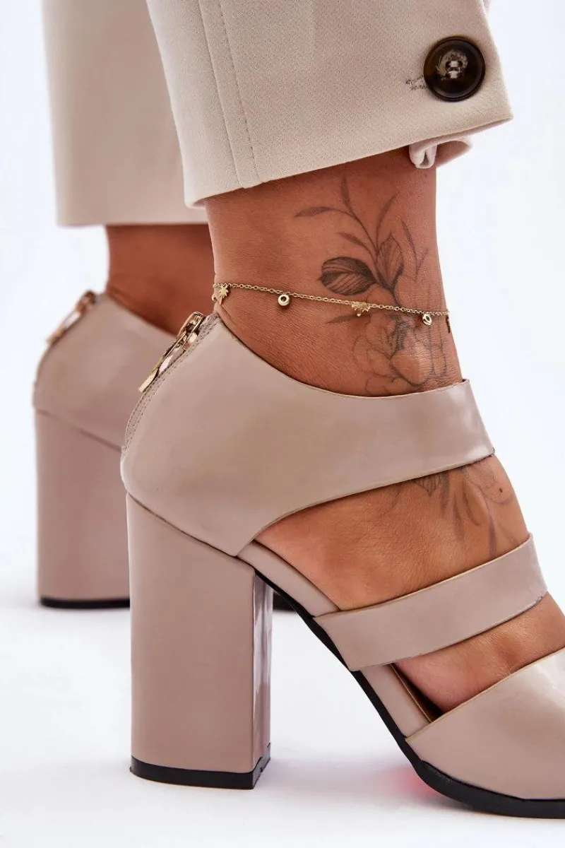 Sandały Na Obcasie>Boto Skórzane Sandały Na Słupku S.Barski 80-4 Beżowe