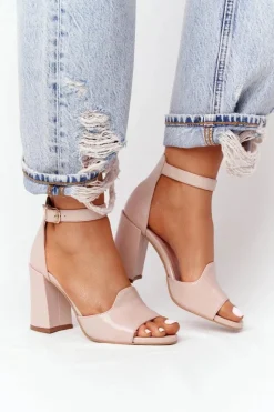 Best Boto Skórzane Sandały Na Słupku Visconi 4361537 Nude