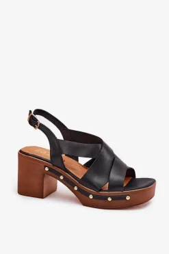 Sandały Na Słupku|Sandały Na Obcasie><noscript><img width=