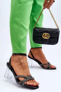 Sandały Na Słupku|Sandały Na Obcasie><noscript><img width=