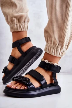 Sandały Płaskie><noscript><img width=