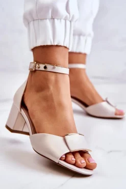 Discount Buty Sergio Leone Skórzane Sandały Z Ozdobą Beżowe Floren