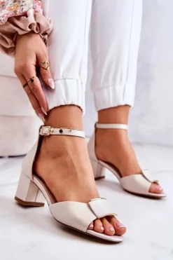 Discount Buty Sergio Leone Skórzane Sandały Z Ozdobą Beżowe Floren