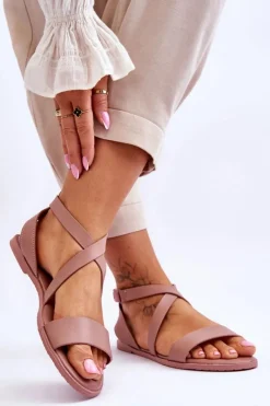 Big Star Shoes Skórzane Sandały Za Kostkę Big Star LL274A163 Nude