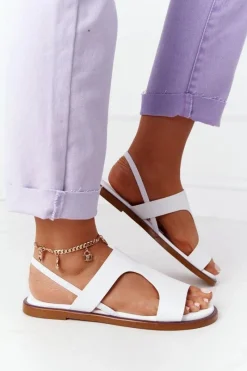 Sandały Big Star|Sandały Płaskie>Big Star Shoes Skórzane Sandały Ze Ściągaczem Big Star HH274717 Białe