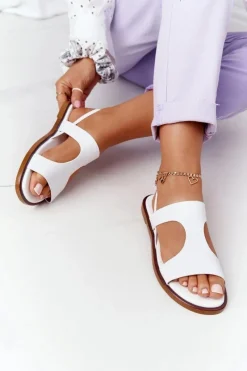 Sandały Big Star|Sandały Płaskie>Big Star Shoes Skórzane Sandały Ze Ściągaczem Big Star HH274717 Białe