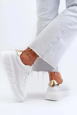 Skórzane Sneakersy Damskie Na Platformie Białe Danida Damskie Buty Sportowe Na Platformie