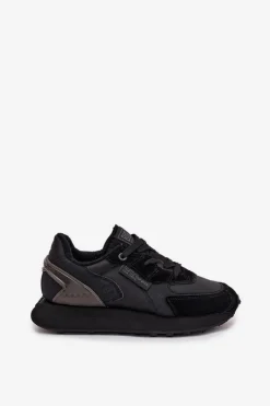 Discount Skórzane Sneakersy Damskie Big Star OO274562 Hi-Poly System Czarne Damskie Buty Sportowe Big Star|Sneakersy Damskie