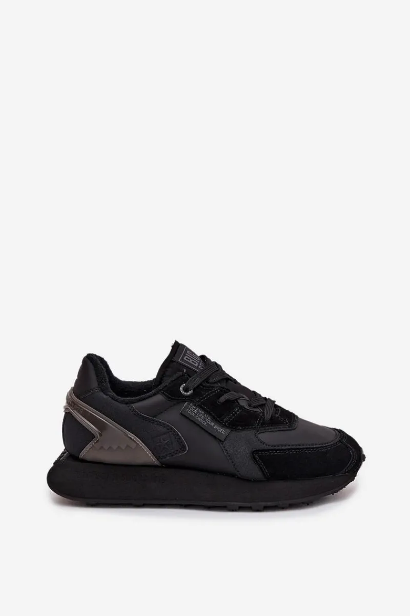 Discount Skórzane Sneakersy Damskie Big Star OO274562 Hi-Poly System Czarne Damskie Buty Sportowe Big Star|Sneakersy Damskie