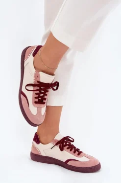 Buty Sportowe Na Platformie|Sneakersy Damskie>Zazoo Skórzane Sneakersy Damskie N1202 Różowe