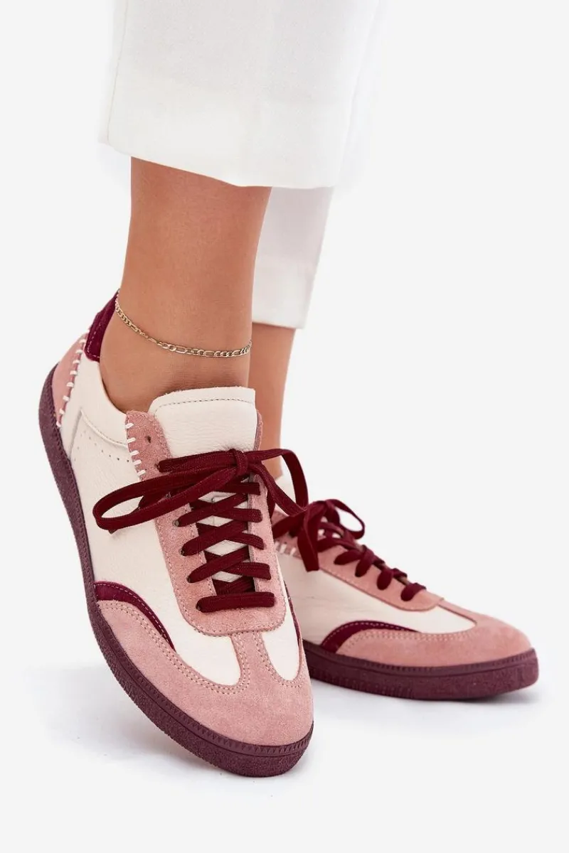 Buty Sportowe Na Platformie|Sneakersy Damskie>Zazoo Skórzane Sneakersy Damskie N1202 Różowe