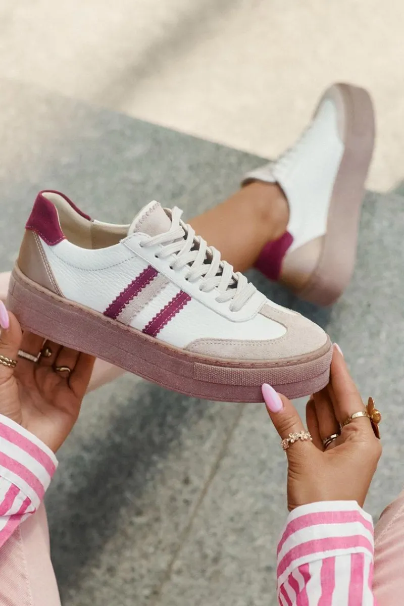 Buty Sportowe Na Platformie|Sneakersy Damskie>Zazoo Skórzane Sneakersy Damskie Na Platformie N1234 Beżowo-Bordowe Beżowy