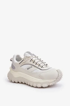 Online Big Star Shoes Skórzane Sneakersy Damskie Na Platformie Big Star OO274A221 HI-POLY SYSTEM Białe Biały