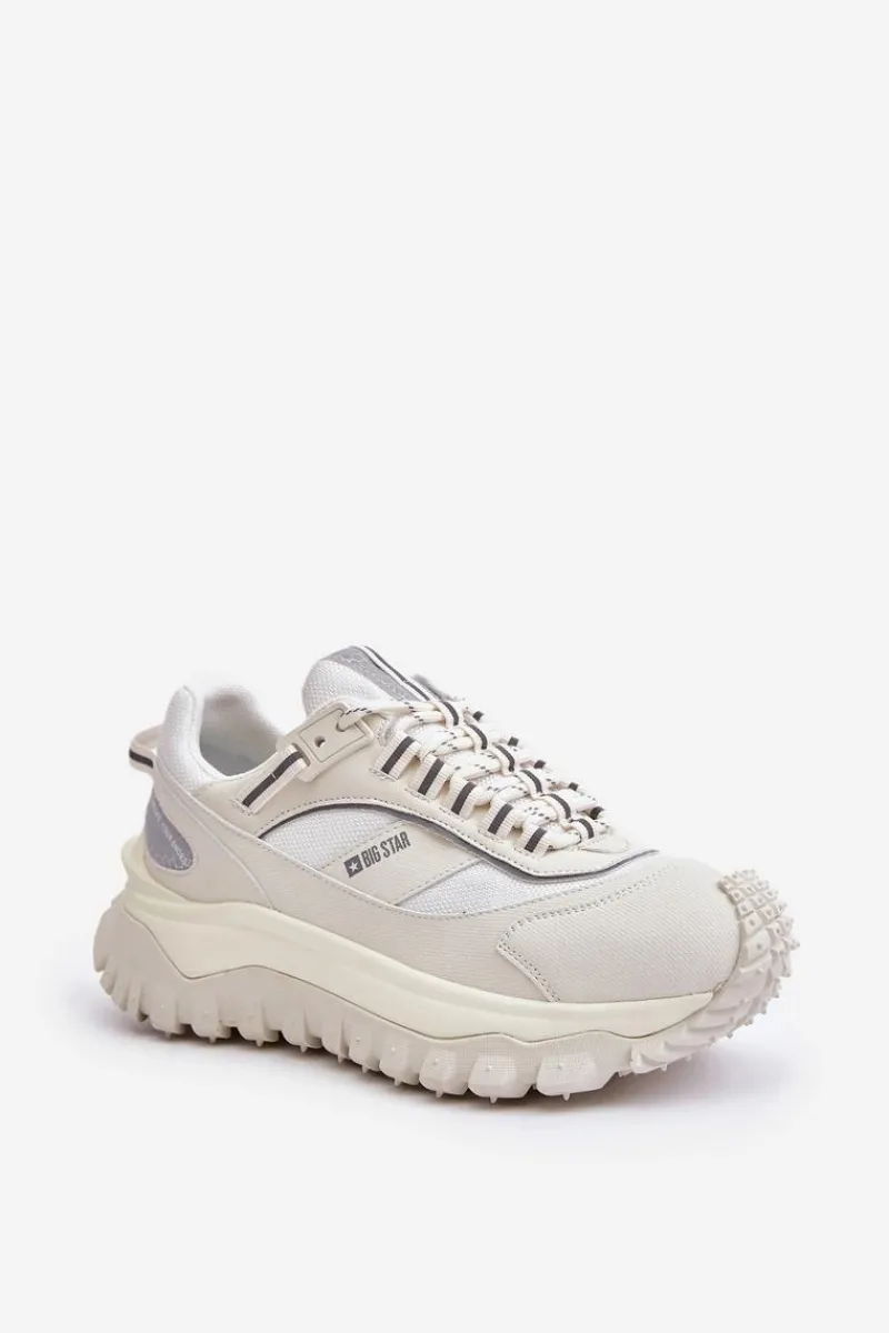 Online Big Star Shoes Skórzane Sneakersy Damskie Na Platformie Big Star OO274A221 HI-POLY SYSTEM Białe Biały