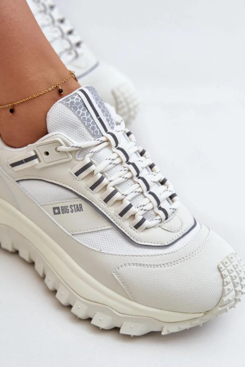 Online Big Star Shoes Skórzane Sneakersy Damskie Na Platformie Big Star OO274A221 HI-POLY SYSTEM Białe Biały