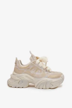 New Skórzane Sneakersy Damskie SS2N4009 Złote Damskie Sneakersy Damskie