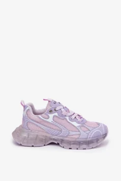 Sale GOE Skórzane Sneakersy Damskie RR2N4081 Fioletowe Fioletowy