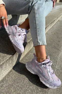 Sale GOE Skórzane Sneakersy Damskie RR2N4081 Fioletowe Fioletowy