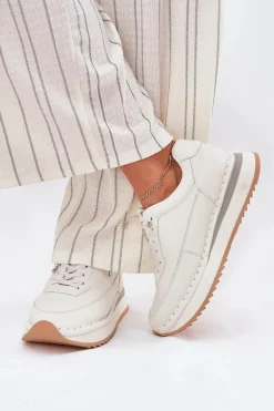 Buty Sportowe Na Platformie|Buty Sportowe Big Star>Big Star Shoes Skórzane Sneakersy Damskie Na Platformie Big Star RR274A333 Białe Biały