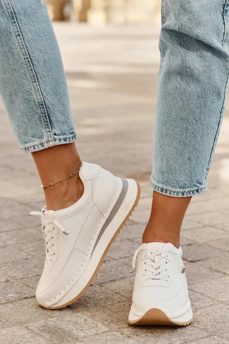 Buty Sportowe Na Platformie|Buty Sportowe Big Star>Big Star Shoes Skórzane Sneakersy Damskie Na Platformie Big Star RR274A333 Białe Biały