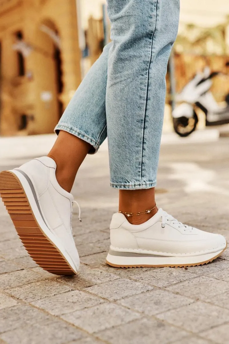 Buty Sportowe Na Platformie|Buty Sportowe Big Star>Big Star Shoes Skórzane Sneakersy Damskie Na Platformie Big Star RR274A333 Białe Biały