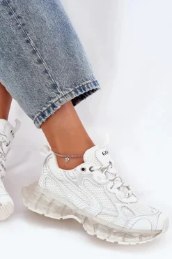 Sneakersy Damskie></noscript>GOE Skórzane Sneakersy Damskie RR2N4083 Beżowe Beżowy