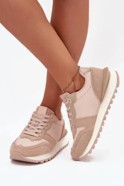 Hot Skórzane Sneakersy Damskie Big Star OO274521 HI-POLY SYSTEM Nude Damskie Buty Sportowe Big Star|Sneakersy Damskie