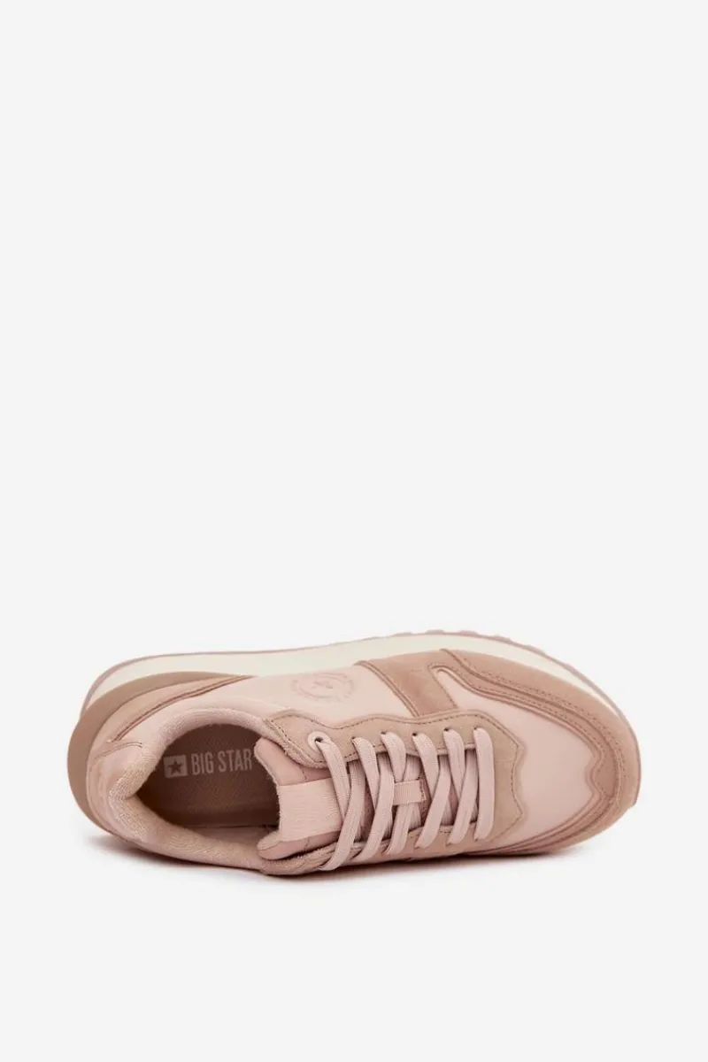 Hot Skórzane Sneakersy Damskie Big Star OO274521 HI-POLY SYSTEM Nude Damskie Buty Sportowe Big Star|Sneakersy Damskie