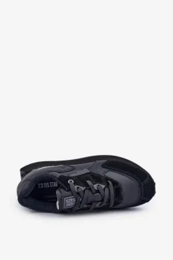 Outlet Big Star Shoes Skórzane Sneakersy Męskie Big Star OO174297 Hi-Poly System Czarne Czarny