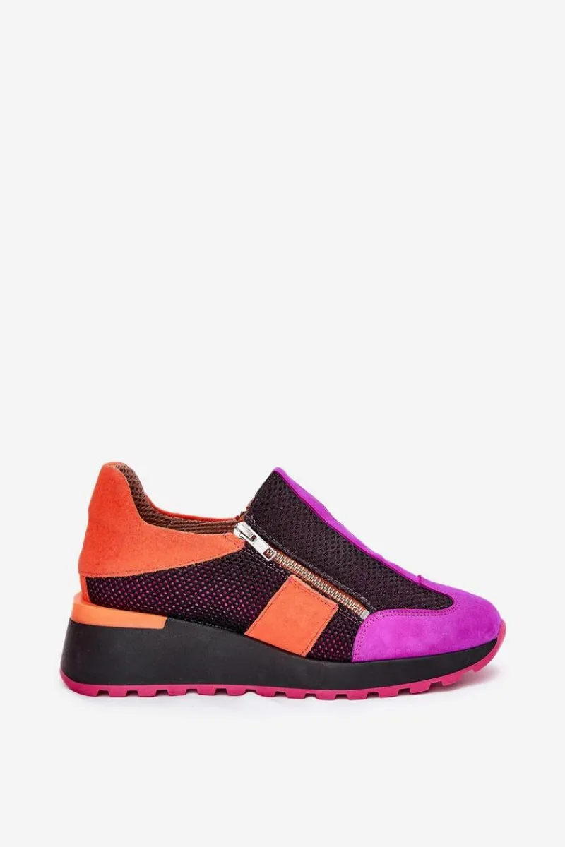 Buty Sportowe Na Platformie>Maciejka Skórzane Sneakersy Na Koturnie 06853-15 Czarne