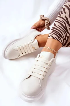 Buty Sportowe Na Platformie></noscript>Boto Skórzane Sportowe Buty Na Platformie Beżowe Lemmy