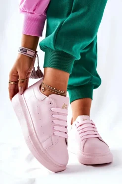 Hot Boto Skórzane Sportowe Buty Na Platformie Różowe Lemmy