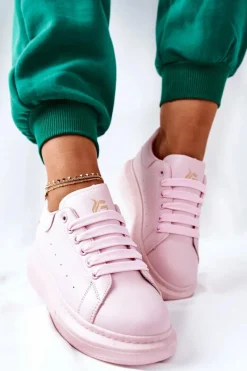 Hot Boto Skórzane Sportowe Buty Na Platformie Różowe Lemmy