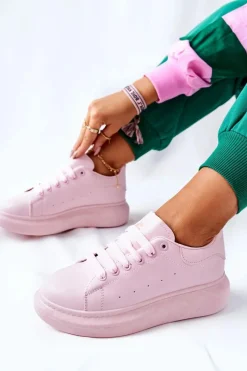 Hot Boto Skórzane Sportowe Buty Na Platformie Różowe Lemmy