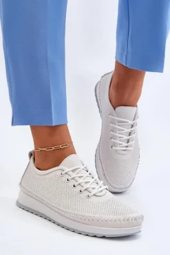 Sneakersy Damskie>Buty damskie Vinceza Skórzane Sportowe Buty Trampki Damskie Białe Lalnai Biały