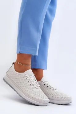 Sneakersy Damskie>Buty damskie Vinceza Skórzane Sportowe Buty Trampki Damskie Białe Lalnai Biały