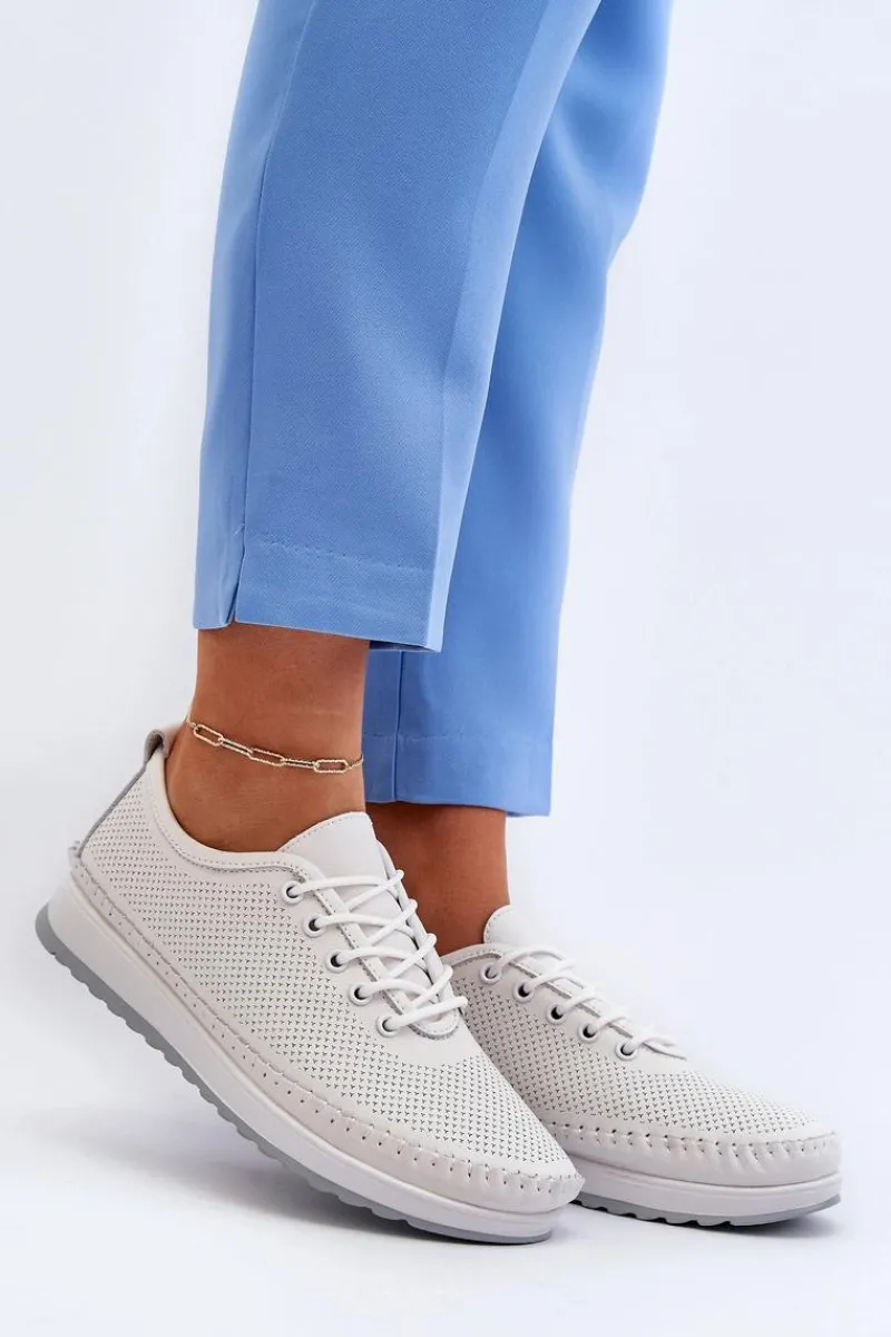 Sneakersy Damskie>Buty damskie Vinceza Skórzane Sportowe Buty Trampki Damskie Białe Lalnai Biały