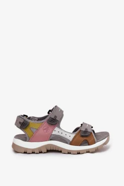 Hot Skórzane Sportowe Sandały Damskie 54C1293 Multikolor Damskie Sandały Płaskie