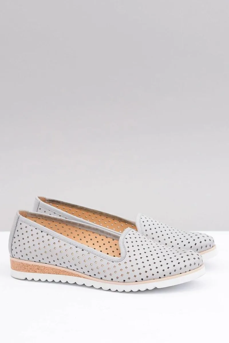 Online Boto Skórzane Szare Polskie Baleriny Lordsy Gabi