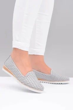 Online Boto Skórzane Szare Polskie Baleriny Lordsy Gabi