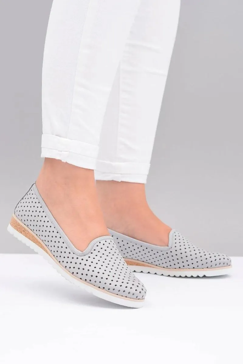 Online Boto Skórzane Szare Polskie Baleriny Lordsy Gabi