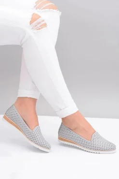 Online Boto Skórzane Szare Polskie Baleriny Lordsy Gabi