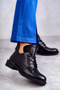 Botki Sznurowane|Czarne Botki>Buty damskie Vinceza Skórzane Sznurowane Botki Z Wycięciami Czarne Fabiana