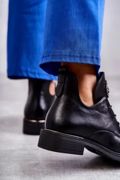 Botki Sznurowane|Czarne Botki><noscript><img width=