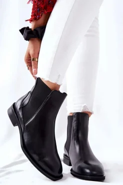 Hot Laura Messi Skórzane Sztyblety Czarne 2353