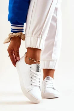 Trampki Damskie Big Star|Trampki Damskie Niskie>Big Star Shoes Skórzane Tenisówki Big Star JJ274311 Białe Biały