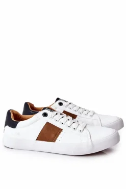 Discount Big Star Shoes Skórzane Tenisówki Big Star II174037 Biało-Beżowe