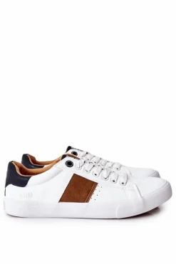 Discount Big Star Shoes Skórzane Tenisówki Big Star II174037 Biało-Beżowe