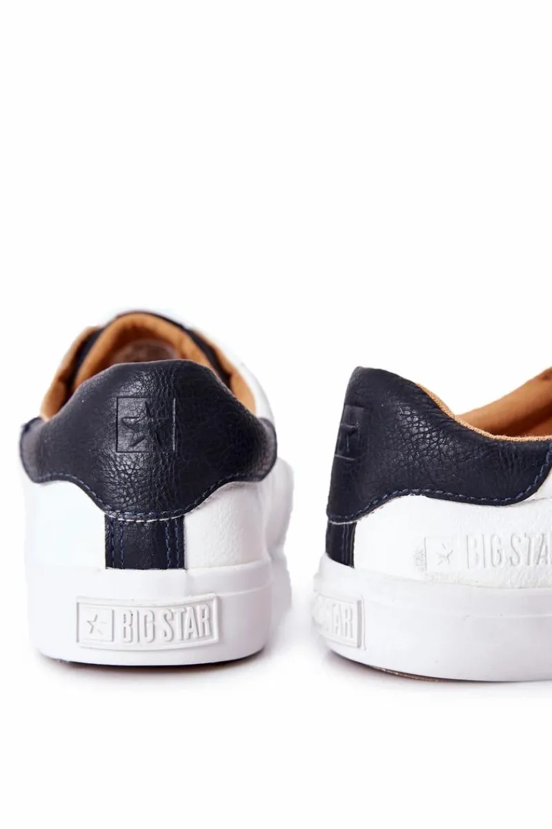 Discount Big Star Shoes Skórzane Tenisówki Big Star II174037 Biało-Beżowe
