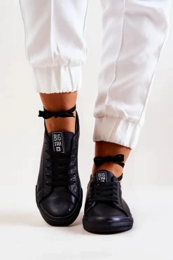 Best Skórzane Tenisówki Big Star JJ274312 Czarne Damskie Trampki Damskie Big Star|Trampki Damskie Niskie